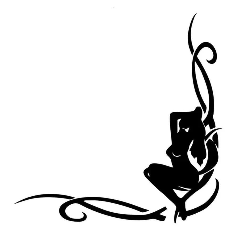 Car Sticker Girl Decal Auto Waterproof Vinyl 15cm*13cm(Black-B,15X13CM)