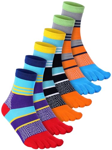 Image of Fourluoo 3 /6 Pairs Women Toe Socks Cotton Breathable Ankle Five Toe Socks for Men Women Athletic Running