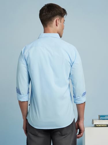 Image of Dennis Lingo Men Cotton Solid Slim Fit Casual Shirts