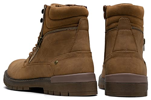 Jousen Boots For Men Zipper Fashion Casual Dress Ankle Motorcycle Combat Mens Boots(Amy8145 Brown 10) #TOP6