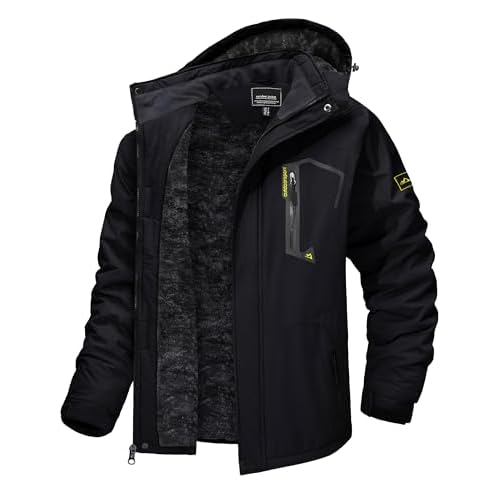 TACVASEN Men’s Winter Skiing Jackets Water Resistant Fleece Coats Insulated Thermal Snowboard Jacket Parka Raincoat with Hood
