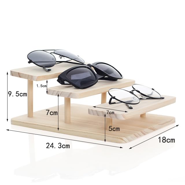 Soporte para Gafas de Sol Opciones de 2-5 Capas Gafas de Sol de Madera Soporte ensamblable de Alto Nivel Expositor de Gafas Soporte de joyería Expositor de Gafas Exclusivo Expositor de Venta(Medio)