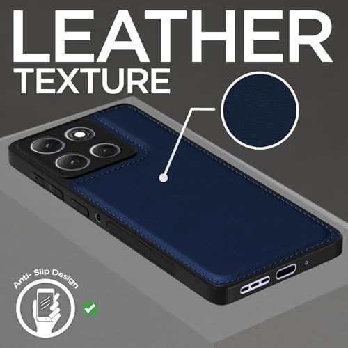 Image of Outlouders Back Cover for Motorola Moto G86 Power 5G | Full Camera Protection | Super Soft-Touch | Raised Edges | Flexible Pu Leather | Bumper Case (Blue)