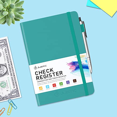 JUBTIC A5 Check Registers for Personal Checkbook, Accounting Ledger for Small Business,Check Register Book Transaction Registers to Track Income & Expenses, Bank Account, A5 Hardcover -Turquoise - Thumbnail 6