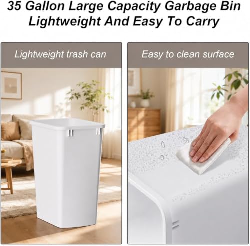 Image of ROOMTEC 35QT Kitchen Trash Can,Sturdy and Lightweight Slim Trash Can,2-Pack