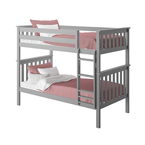 Max & Lily Bunk Bed, Twin-Over-Twin Wood Bed Frame For Kids, Grey #TOP3