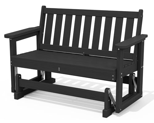 SERWALL 2 Person Patio Glider Bench, HDPE Material Weather-Resistant Swinging