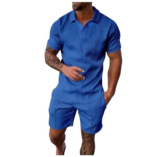 Chándal de verano para hombre con polo de solapa 3D y pantalones cortos