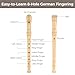 8-Hole Soprano Recorder For Beginners, German Fingering, Adjustable Pitch, Wooden Flute With Cleaning Stick & Guide