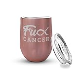 Veracco Fck Cancer Ribbon,Insulated Tumbler with Splash Proof Lid Breast Awareness Motivational Inspirational Uplifting Funny For Survivor (Stainless Steel,12Oz,Rose Gold)