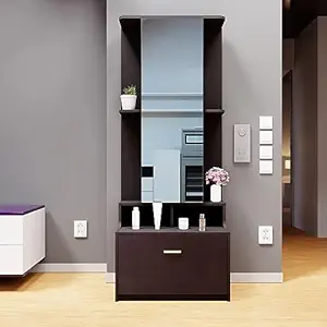 Furnilife Dressing Table with Mirror 1 Door 3 Drawers for Bedroom -Brown Color(WxHxD):70x180x40cm, Suitable for Bedroom, Laundry Room, Closet, etc.