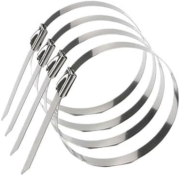 Metal Cable Ties with, Stainless Steel Ca 304Material Stainless Steel Metal Cable Ties Tie Zip Wrap Exhaust Heat Straps Induction Pipe Cable Tie Shovels & Rope(4.6-300mm)