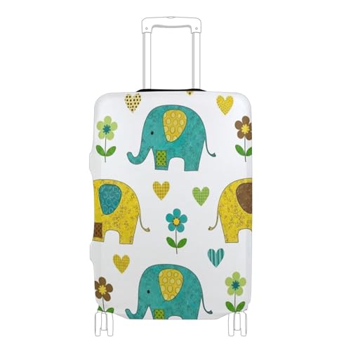 Joisal Luggage Protector Custom Suitcase Covers Cute Cartoon Elephants Floral Baggage Print Travel Gifts Luggage Sleeve, S, Fits 18-20 Inch Case