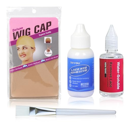 Juego de pegamento para pelucas, pegamento para pelucas, removedor de pegamento para pelucas, gorros de peluca, cepillo para aplicar pegamento, removedor de pegamento para pelucas, extensiones de pelo