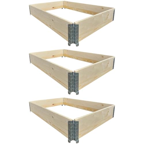 BURI Neue 3 Stück Hochbeet Palettenrahmen 120x80x20cm groß - Holzrahmen 20mm Wandstärke, faltbar, steckbar & stapelbar - Profi Aufsatzrahmen ideal als Pflanzbeet Frühbeet Beet BURI Neue 3 Stück Hochbeet Palettenrahmen 120x80x20cm groß - Holzrahmen 20mm Wandstärke, faltbar, steckbar & stapelbar - Profi Aufsatzrahmen ideal als Pflanzbeet Frühbeet Beet
