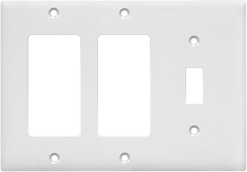 ENERLITES Placa de pared combinada de salida basculante de palanca individualdoble decorador, tamaño estándar de 3 bandas (4.5 x 6.38 pulgadas),