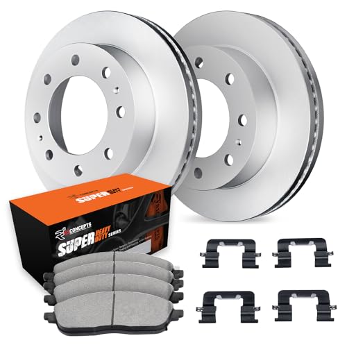 Image of R1 Concepts Front Brake Kit Fits 2003-2008 Dodge Ram 2500; 2003-2008 Dodge Ram 3500; 2006-2008 Dodge Ram 1500 8 Lug Wheels Crew Cab Pickup| Super Duty Pads, Blank Rotors| Hardware| 13.9 inch Front