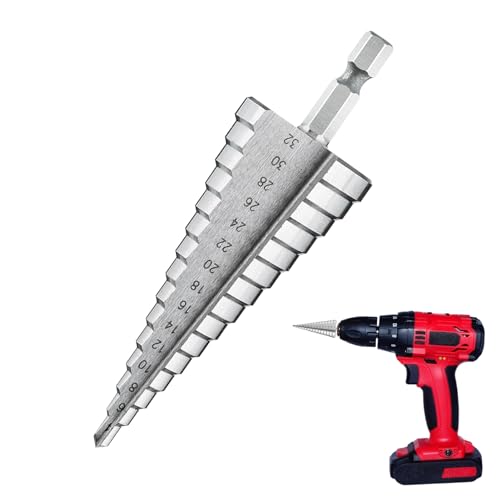 Foret Étagé 4-32mm en Acier HSS avec Revêtement Titane, Fraise Conique à Pas Graduels pour Métal, Bois, Plastique - Drill Bit Set avec Marquages Laser, Idéal pour Perçages Précis