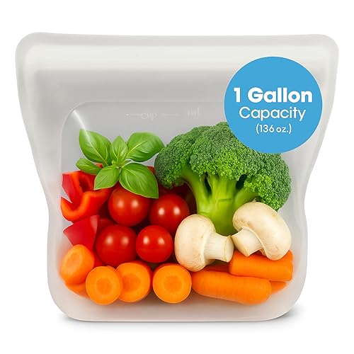 Albino Monkey Reusable Silicone Sous Vide Bag - 1 Gallon, 135oz. XXL - 1 pcs Food Storage Bag, Freezer Container, Zero Waste Alternative for Sous Vide Cooker, Kitchen Organization, and Meal Prep Bags