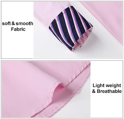 Image of HISDERN Mens Dress Shirts Long Sleeve Button Down Casual Shirts for Men Inner Contrast Formal Business Tuxedo Wedding Shirt