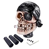 Arenbel One-Eyed Pirate Style Gear Lever Shift Stick Handle Car Racing Skeleton Shifter Grip Head Knob Fit Most Manual Auto Transmissions, Black