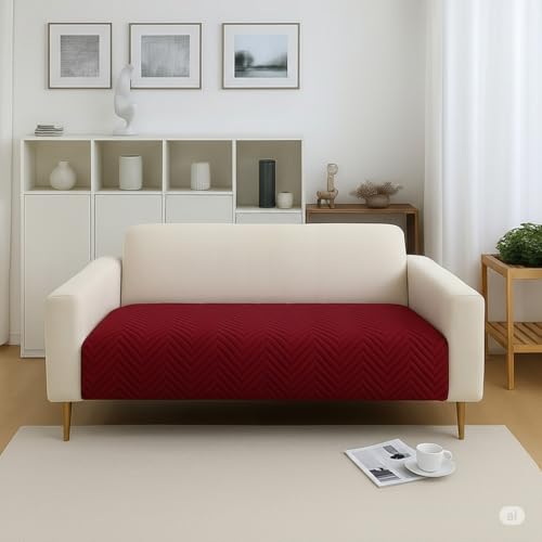 Image of Amazon Basics - Velvet Quilted Make Your Own Sofa Cover |2 Seater | Multi-Layered Fabric |120cm x 70cm | 350 GSM | Color - Maroon