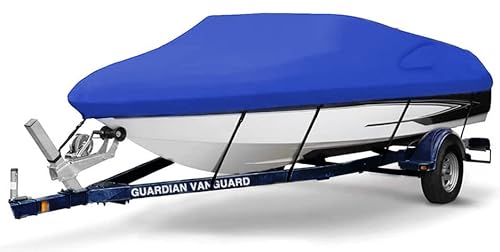 Guardian Vanguard Trailerable Boat Cover 16'-18.5' 100% Waterproof Marine Grade Boat Covers,Fits V-Hull,Fishing Boat,Utiltiy Boats, Runabout,Bass Boat Boat Covers(16'-18.5' Long,Beam Width To 94"Blue) #TOP23