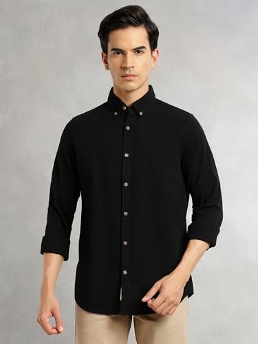 Image of Thomas Scott Men's | Slim Fit | Striped Design | Button-Down Collar | 100% Cotton Casual Shirt for Mens
