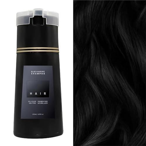 Katslyn Hair Dye Shampoo Women 3 in 1 Hair Dyeing+nourishing+growing Natural Black Shampoo Full Coverage Gentle Hair Dye Shampoo Black Hair Instant Dye Shampoo for Women and Men Lasts 30 Days(Black)