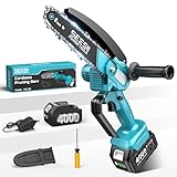 SEESII Mini Chainsaw 6 Inch: Electric Chainsaw with 4000mAh Battery - 800W Motor for Quick Work -Cordless Saw for Branch Cutting, Camping & Gardening -Gifts for Husbands Men Dad Women Mom Father Day