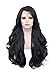 IMSTYLE 26 Inches Lace Front Wig Natural Long Wavy Synthetic Hair Wig for Cosplay Party Halloween (black)