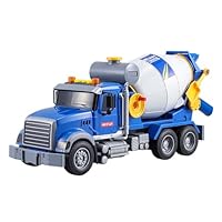 Concrete Mixer Truck, Construction Truck Toy with Lights and Noise, Led Light Design Different Scene Sound Effects, Blue Cement Mixer Toy Truck, Cement Mixer With Crank For Kids 3+