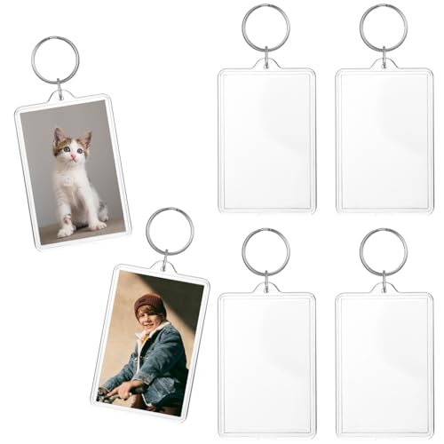 Xelsluthe 6 Pcs Photo Keychain Holder Transparent Personalized Custom Picture