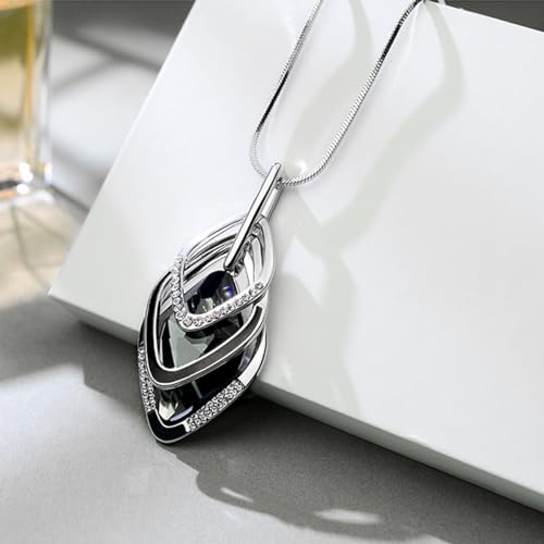 Solid Long Sweater Necklaces for Women Elegant Triple Stack Cubic Zirconia Pendant Rhombic Rhinestone Pendant Y Necklaces Fashion Jewelry…3