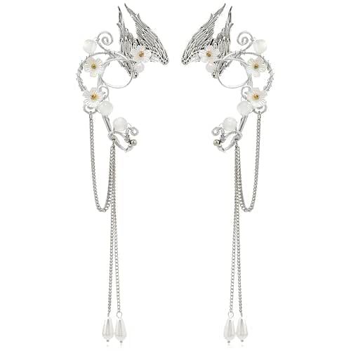 FRESHME Sliver Elf Ear Cuffs Handmade Fairy Wings Elf