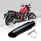 Motorcycle Exhaust Tip, Stainless Steel Motorcycle Muffler Pipe for CM300 CM500, Universal Fits 2017-2021 Honda Rebel CMX 300 Shorty GP OD Tube Pipe, Black