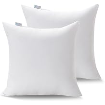 Acanva 2 Pack Square Throw Pillow Inserts for Sofa, Bed, Couch, Soft Polyester Microfiber Filled Decorative Stuffer Pillows, 26" L x 26" W, White
