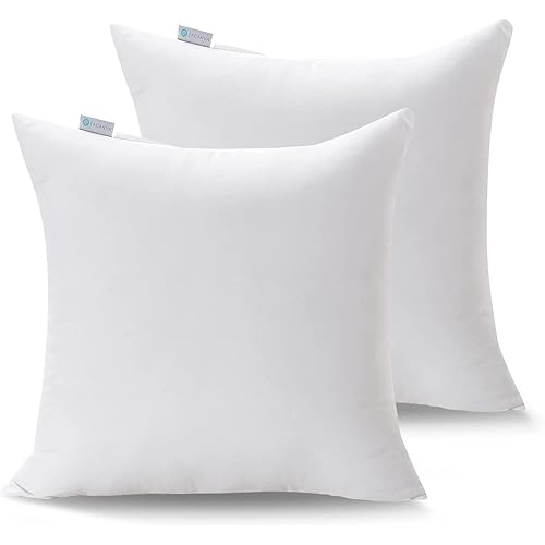 Acanva 28x28 Throw Pillow Inserts Pack of 2, Premium Polyester Fiber Fill Square Sham Stuffer Cushion for Sofa, Bed, Couch and Chair, Machine Washable, White