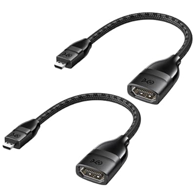 Cable Matters 2-Pack 8K@60Hz / 4K@240Hz Micro HDMI to HDMI Adapter - 6 Inches, with HDMI2.1 & HDR Support for Raspberry Pi 4 (RPI4), Raspberry Pi 5 (RPI5)