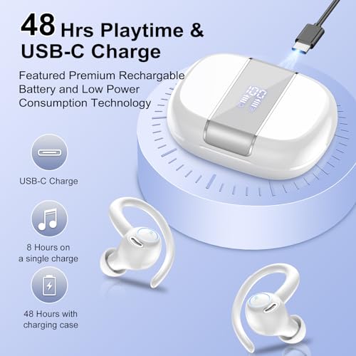 Csasan V90 Headphones Wireless Earbuds Sport, Bluetooth 5.3 Over Ear Buds Stereo Deep Bass Headset thumb #3