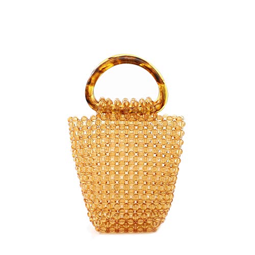 Yushiny Damen Perlentasche Transparent Acryl Tote Bags Handmade Weave Kristall Perlen Taschen für Hochzeit Party Cover