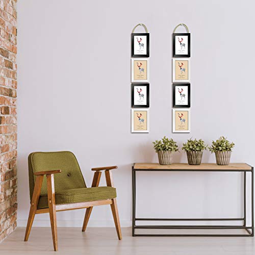 Eympeu 4X6 Hanging Picture Frames Collage 2 Pack With 8 Openings, Vertical Display Rustic Rope Photo Collage Frame Set For Family Wall Decor, Black And White #TOP2