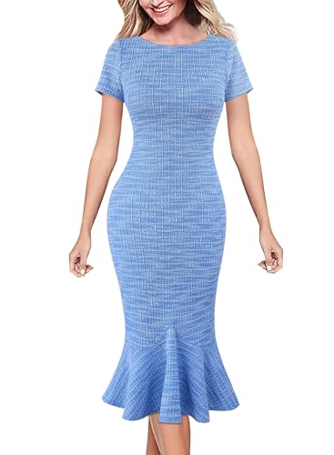 Image of VFSHOW Womens Elegant Vintage Cocktail Party Mermaid Bodycon Midi Mid-Calf Dress