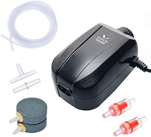 Pawfly Adjustable Aquarium Air Pump 4-LPM 2 Outlets with Oxygen Accessories for 20-100 Gallon Fish Tank Pond
