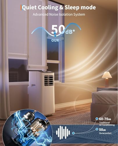 Image of 8,000 BTU Portable Air Conditioners, 4-in-1 Modes with Cooling, Dehumidifier, Fan, Sleep Mode, 24-Hour Timer, Remote Control & Complete Window Kit, Cools Rooms Up to 350 Sq. Ft., for Bedroom