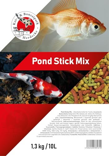 Koi Herdecke Premium Teich Sticks 10L/1,3Kg – 15mm Teichfutter für Koi & größere Goldfische – Fördert gesundes Wachstum & kräftige Farben – Leicht verdaulich – Klares Wasser für Teichfische – Bild 3
