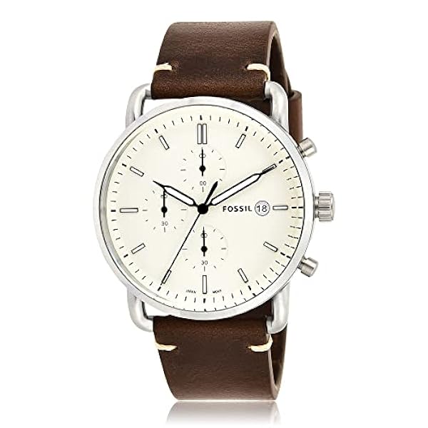 Fossil Analog kvartsklocka för män med läderarmband