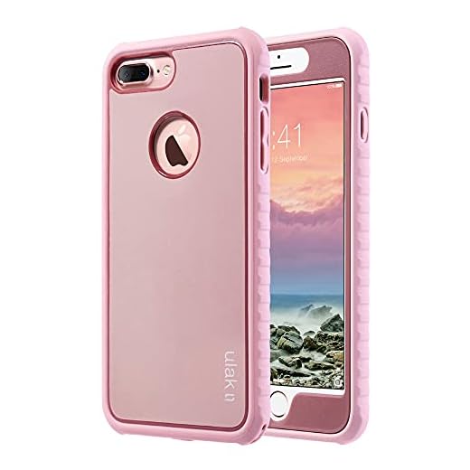 ULAK Compatible with iPhone 7 Plus Case, Heavy Duty Shockproof Protective Phone Case Design for Girls Women, Premium Hard PC Back with TPU Bumper Cover for iPhone 7 Plus, Rose Gold