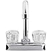 Dura Faucet DF-PB150A-CP RV Swivel Bar Faucet with Clear Acrylic 2-Knobs - 6-inch Spout (Chrome)