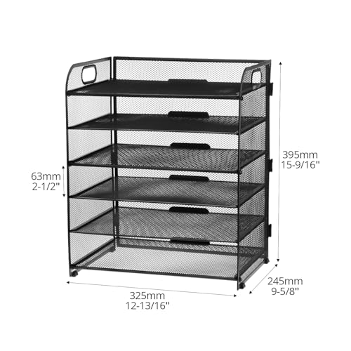 Organisateur de papier bureau 6 niveaux QWORK trieur de document noir - 3